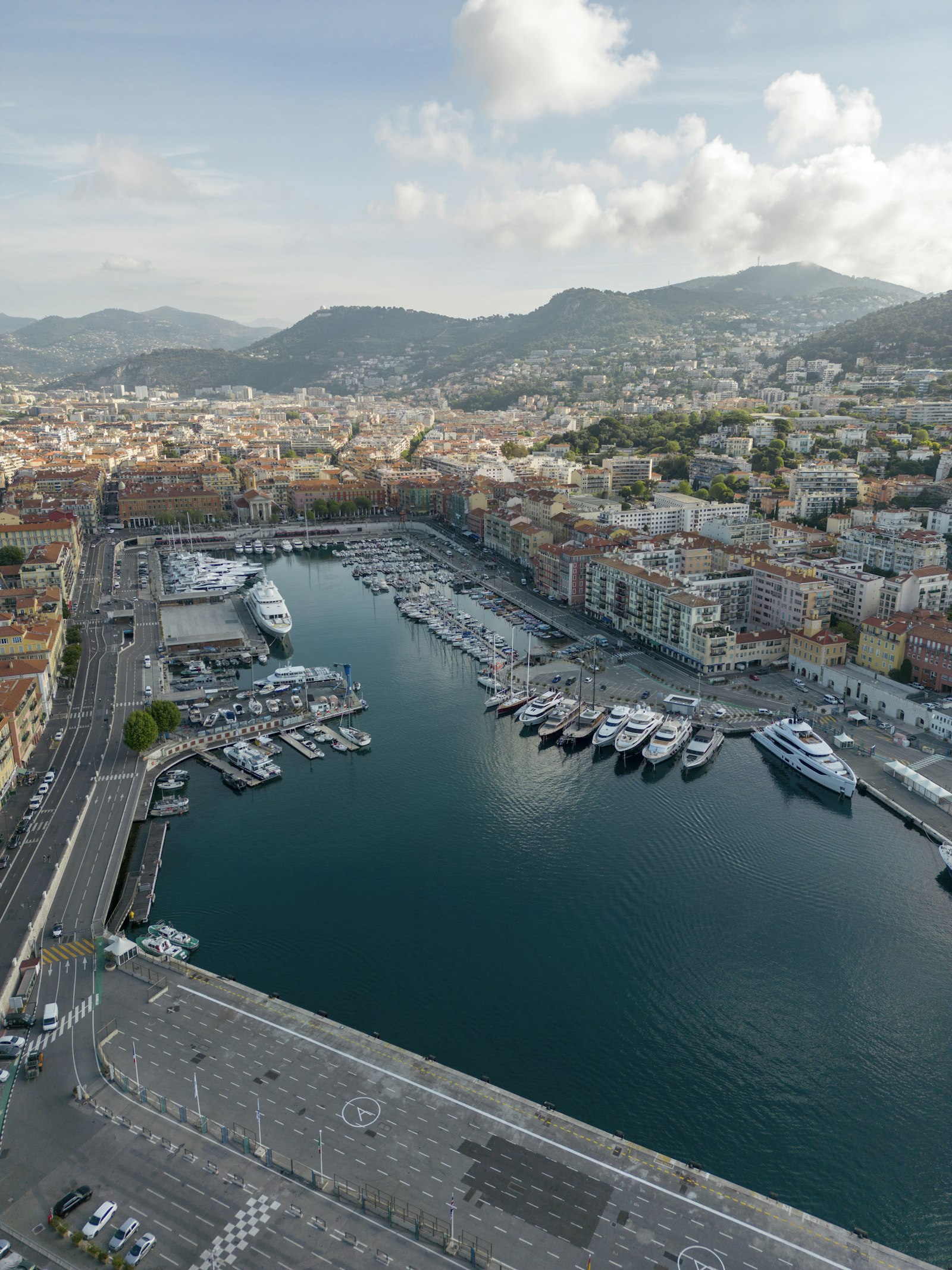 Aerial view of an organised marina