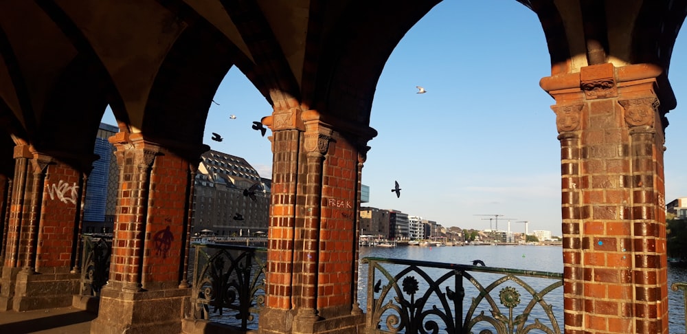 a view of a body of water from a bridge