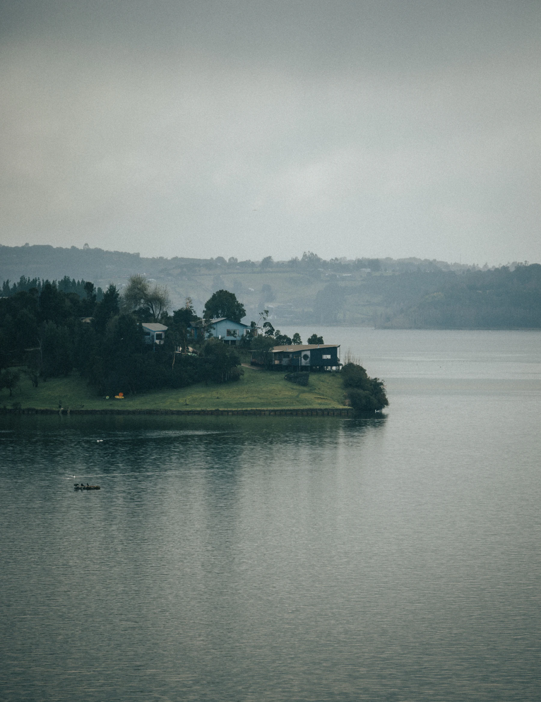 Canal de Chiloé con islas cubiertas de bosque