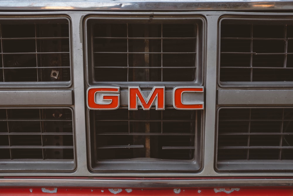 a close up of the grilles of a gmc truck
