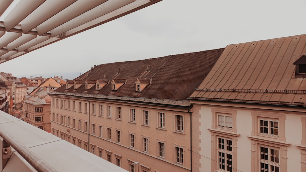 a view of a building from a balcony