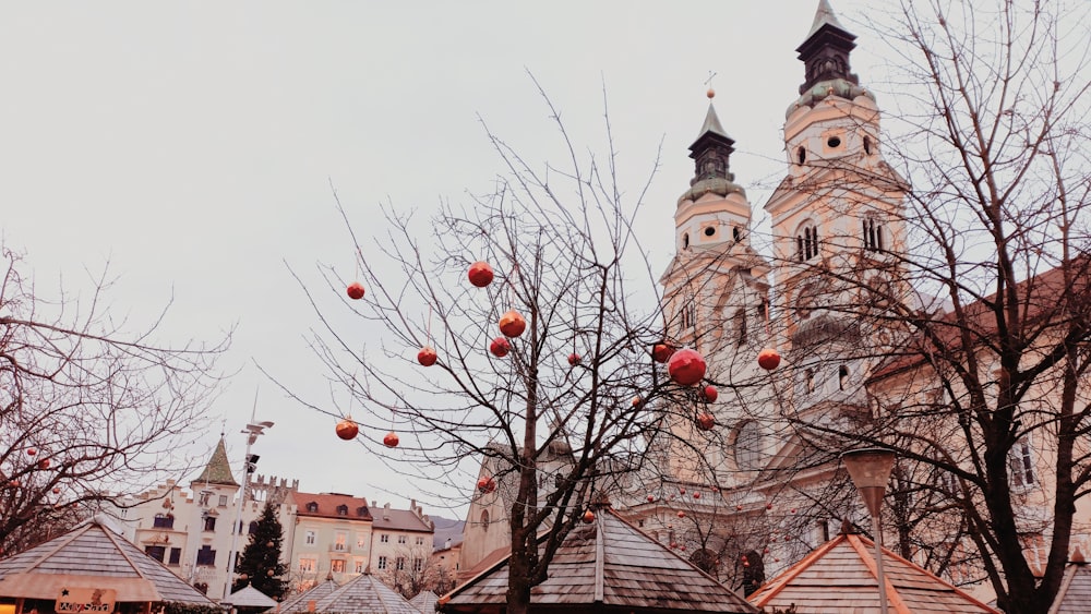 a large church with a steeple and a clock tower