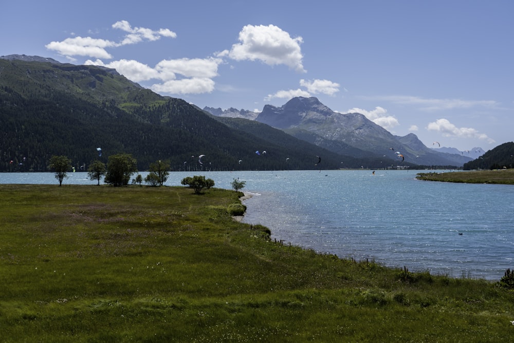 a large body of water surrounded by mountains