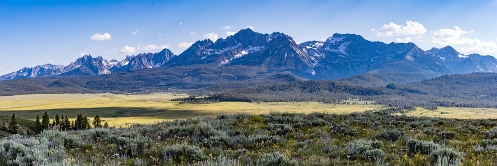 a view of a mountain range from a distance