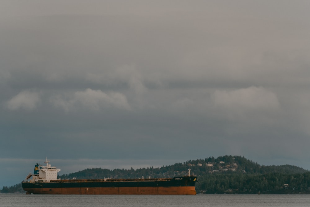 a large cargo ship in a large body of water