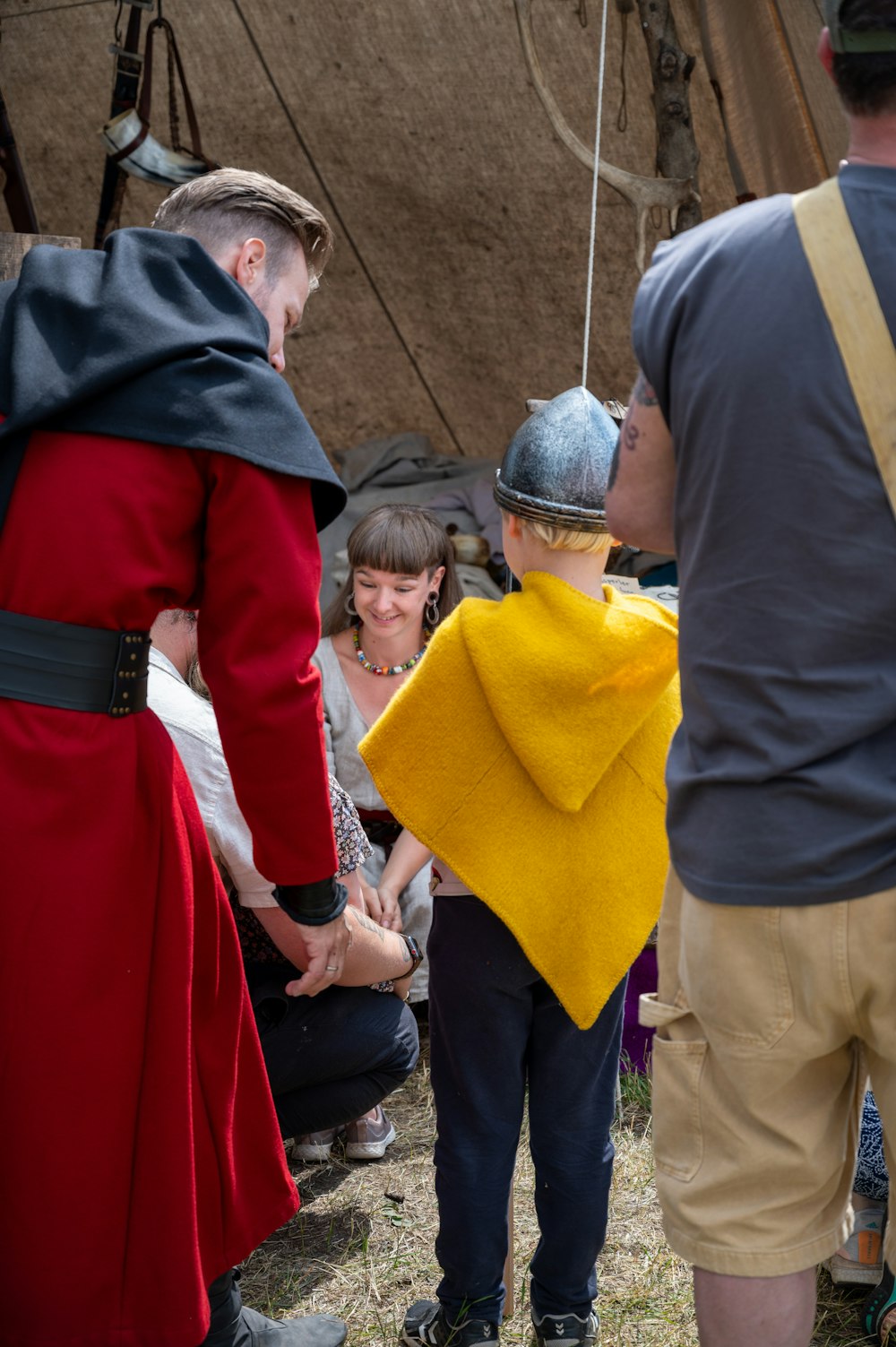 a group of people standing next to each other