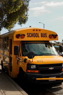a school bus parked on the side of the road