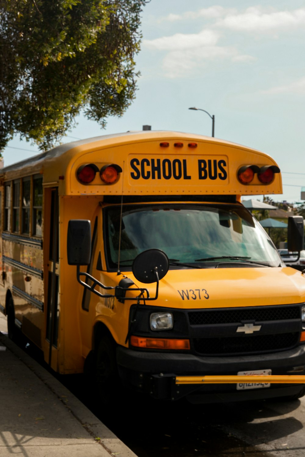 a school bus parked on the side of the road