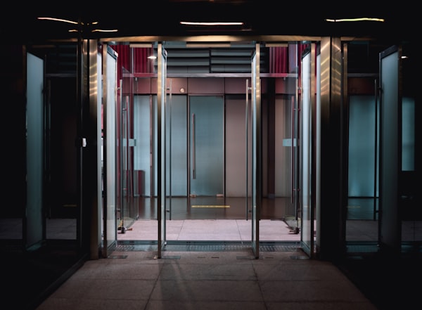 Glass automatic doors office