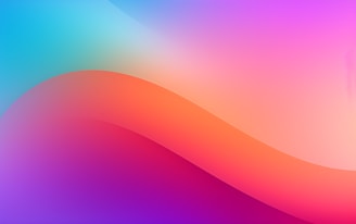 A vibrant abstract gradient design featuring smooth curves and a blend of bright colors, including pinks, purples, oranges, and blues. The colors transition seamlessly into each other, creating a dynamic and uplifting visual effect.