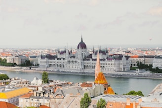 a view of a city with a river running through it