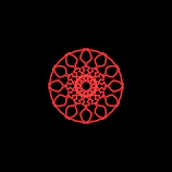 An abstract mandala design with bold geometric shapes in contrasting black and gold.