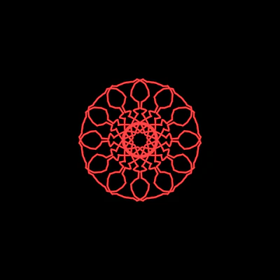 An abstract mandala design with bold geometric shapes in contrasting black and gold.