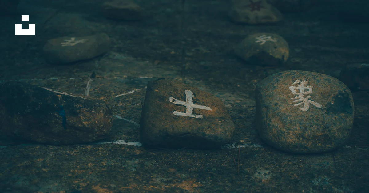 Chinese Rocks Game A group of rocks with chinese writing on them photo – Free Chess Image ...