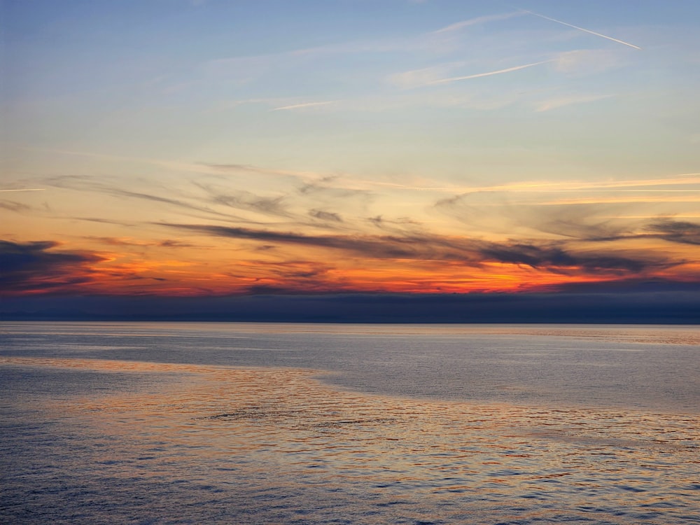 a large body of water under a cloudy sky