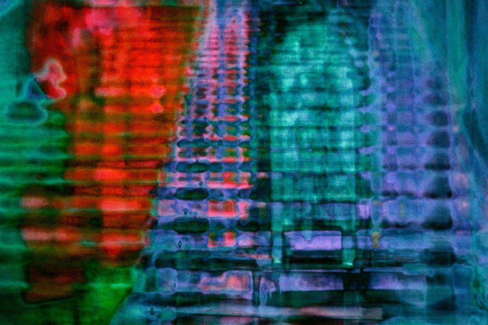 a multicolored image of a city street