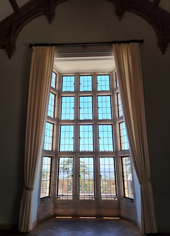 a large open window in a large room