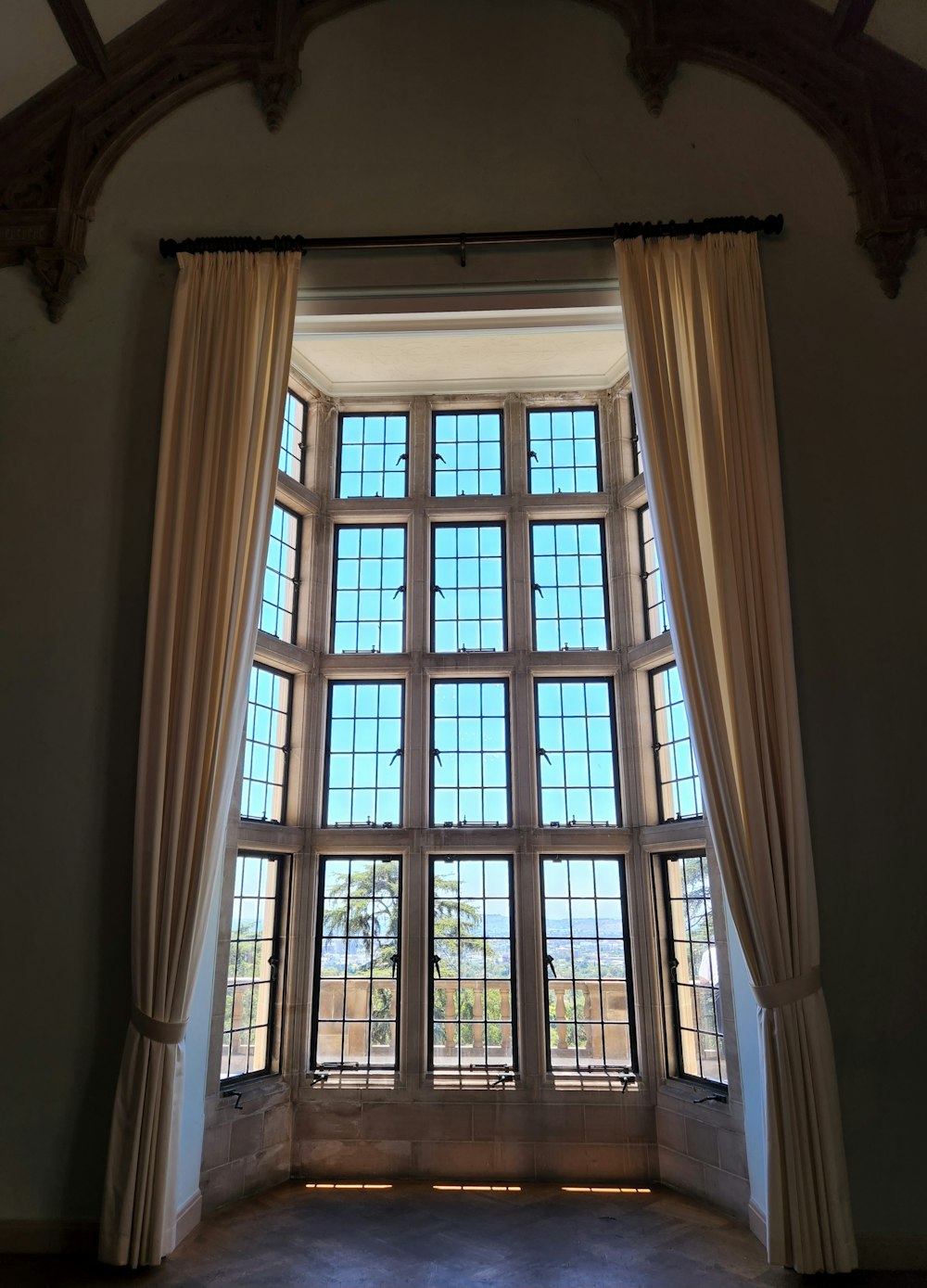 a large open window in a large room