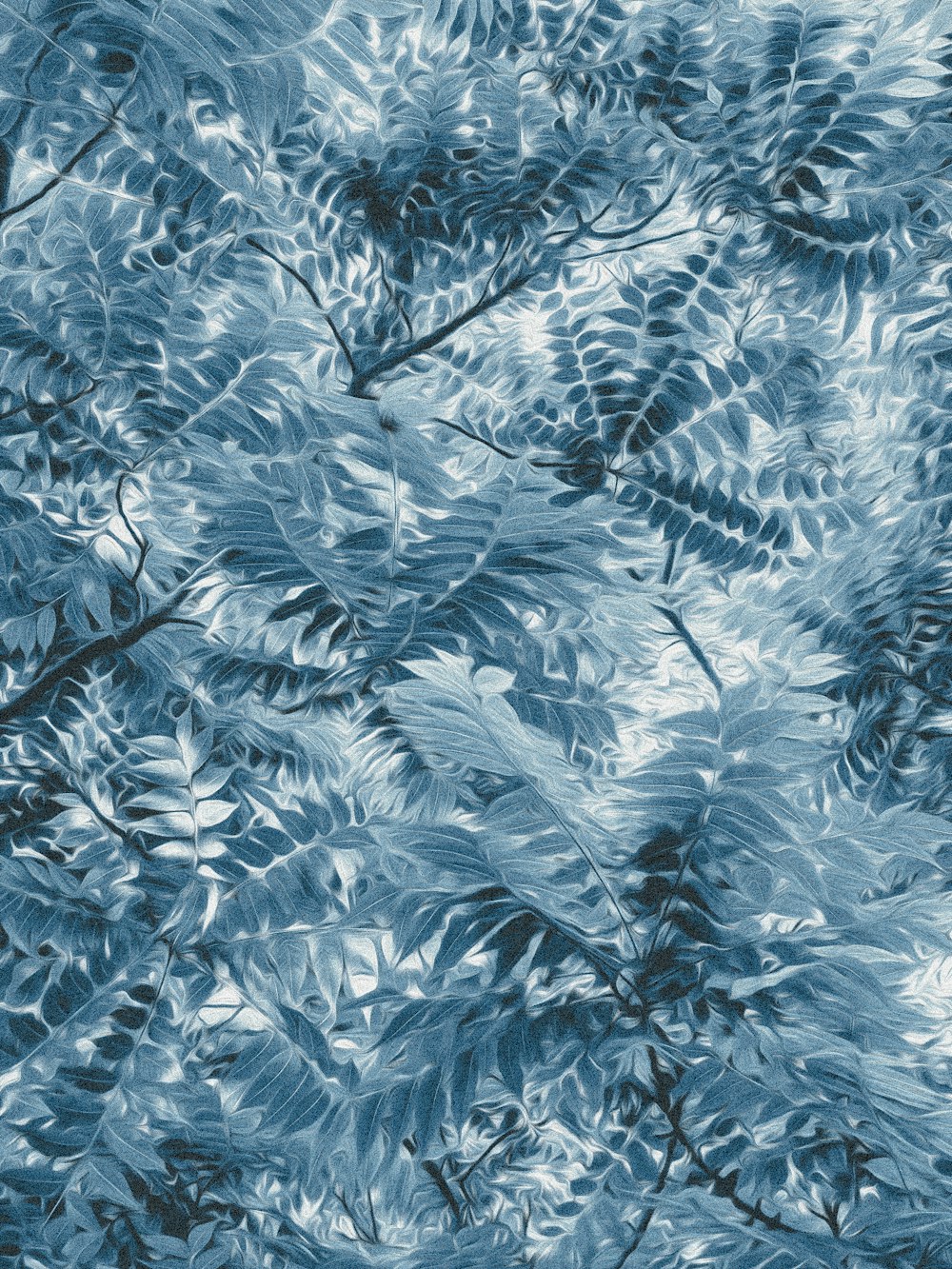 a picture of a tree with blue leaves