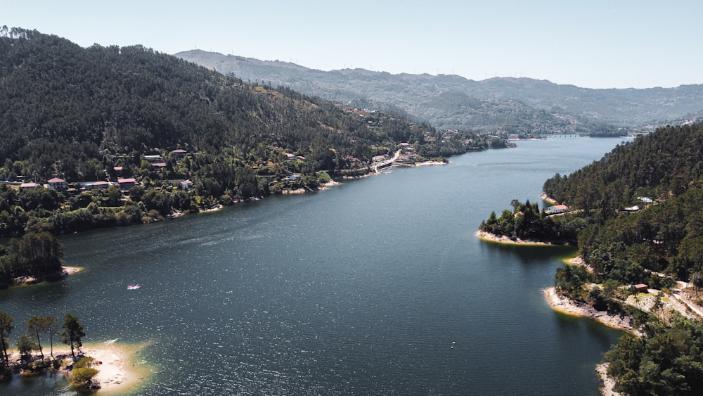 a large body of water surrounded by mountains