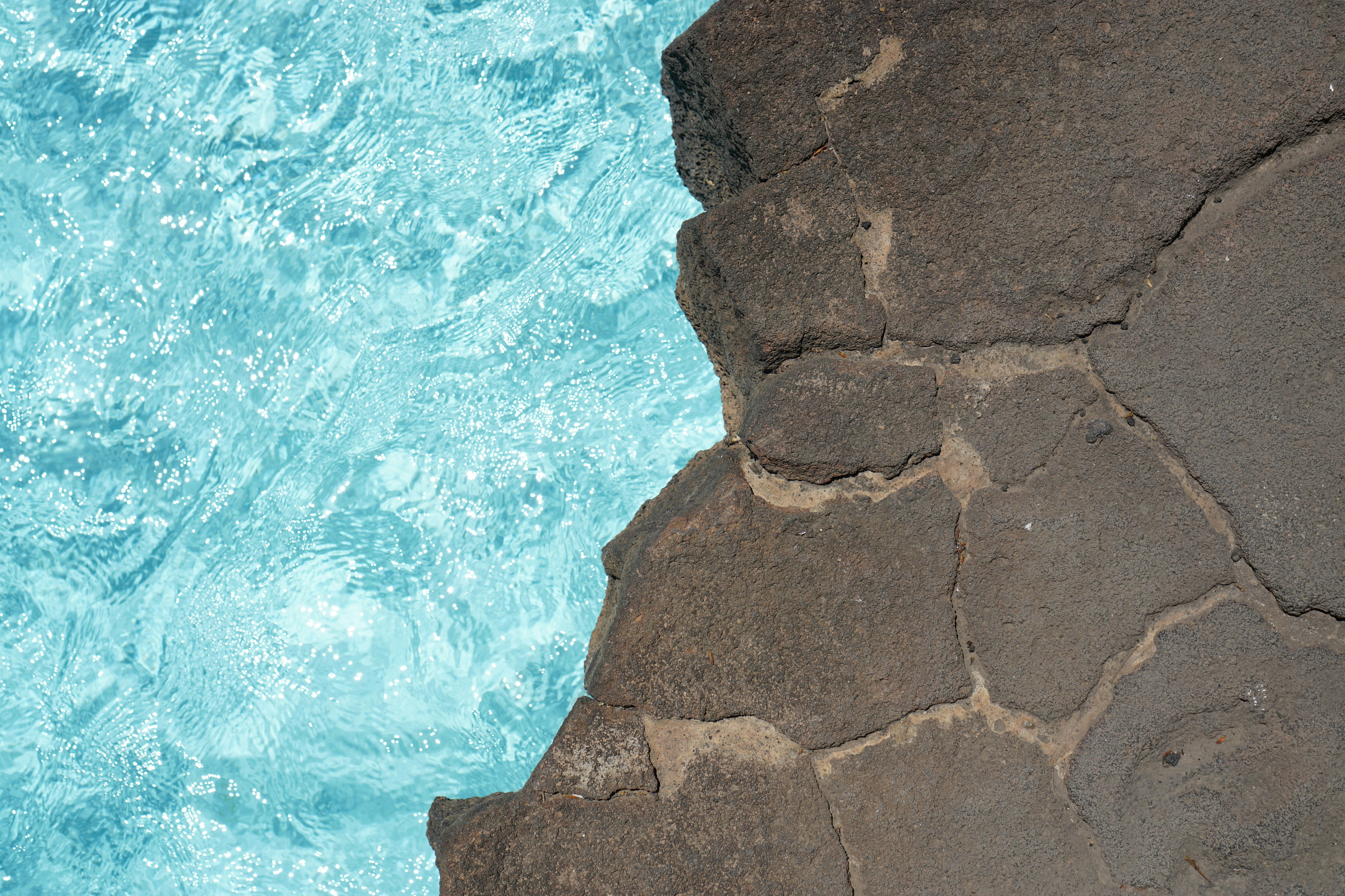 a close up of a rock near a body of water