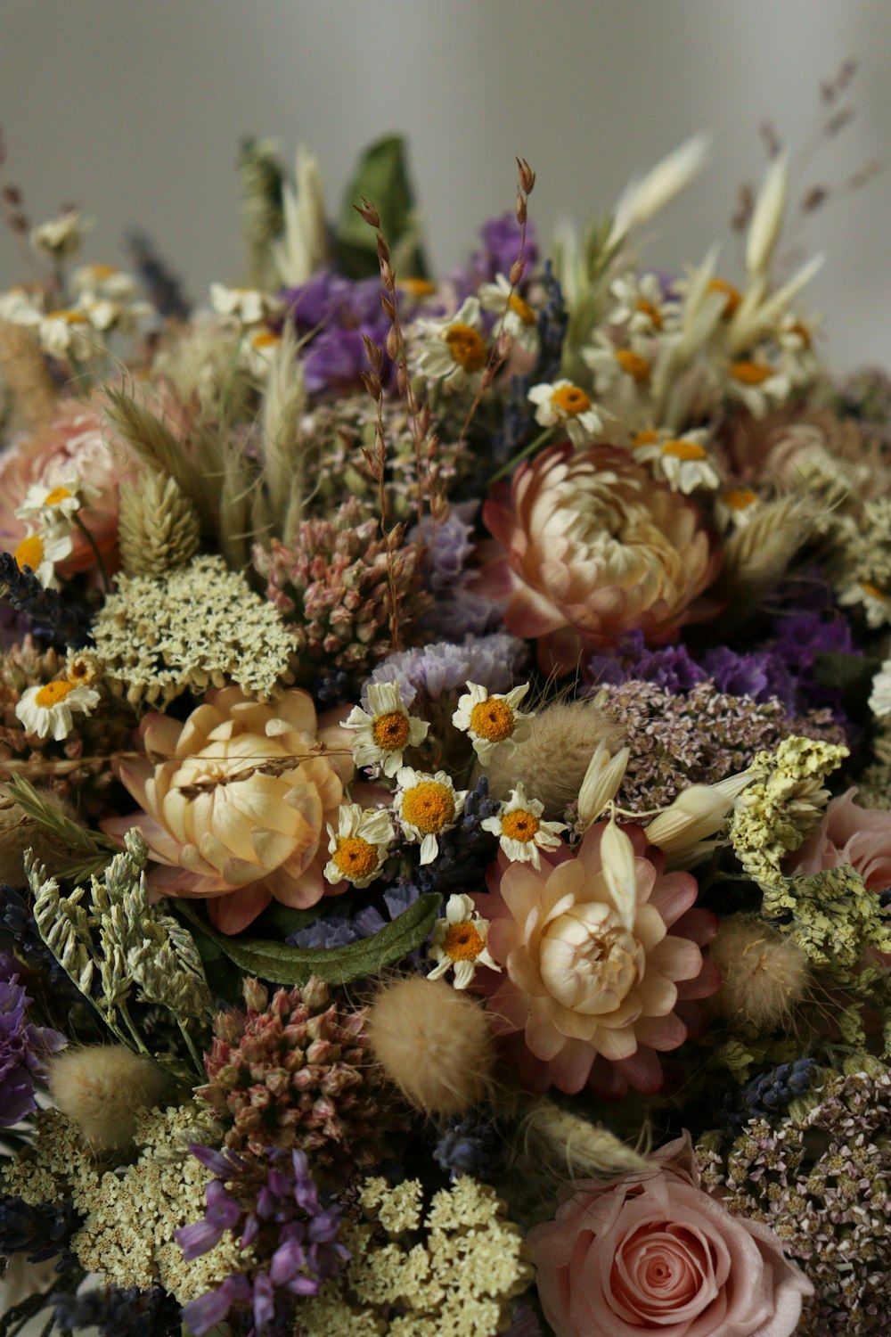 a close up of a bouquet of flowers