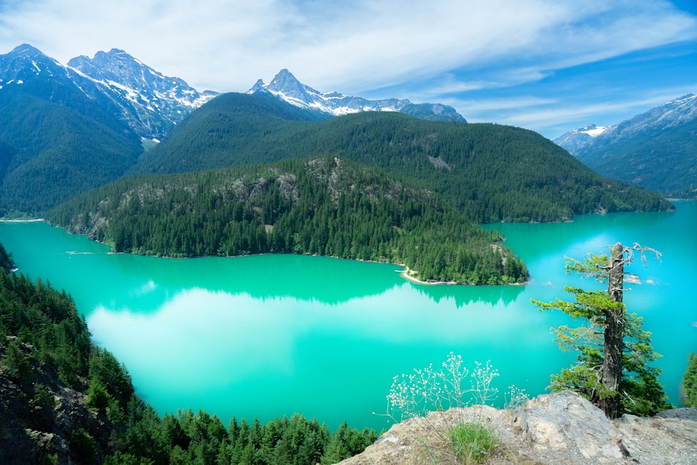 a large body of water surrounded by mountains