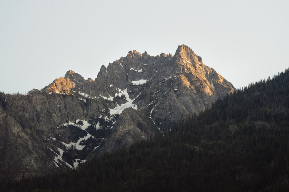 a mountain range with snow on the top of it