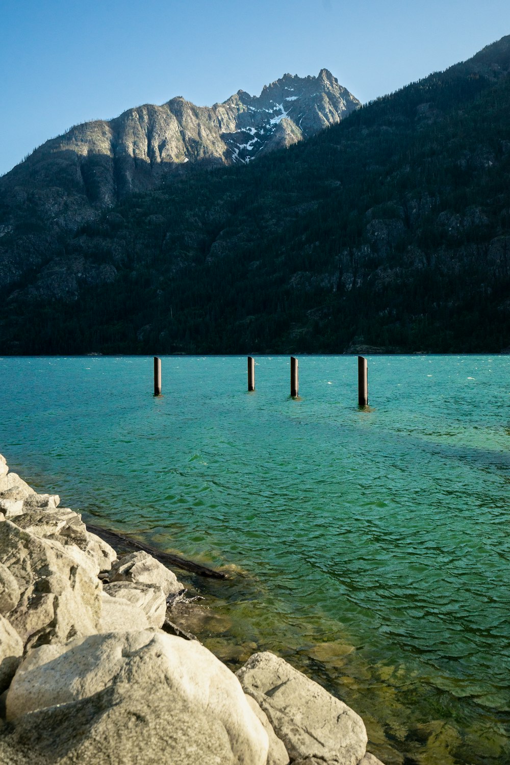 a large body of water surrounded by mountains