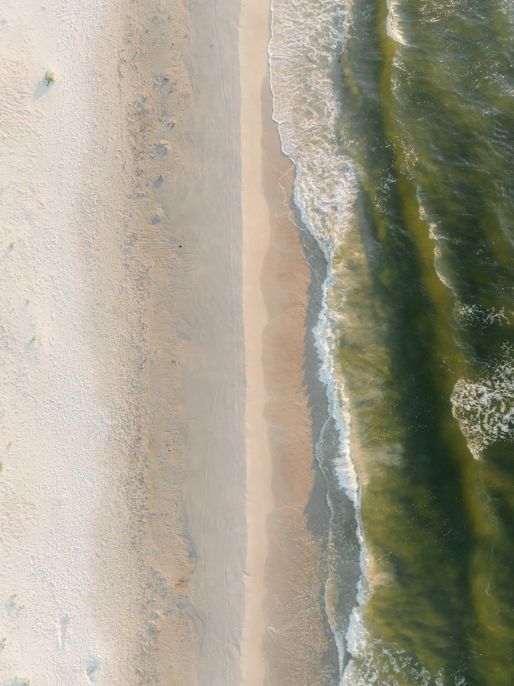 a bird's eye view of a beach and ocean