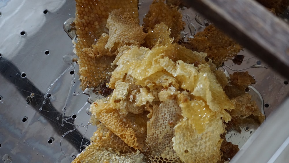 a bunch of honeycombs sitting on top of a table