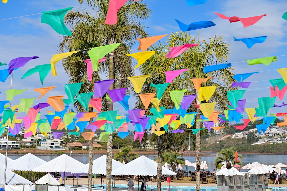 a bunch of kites that are in the air