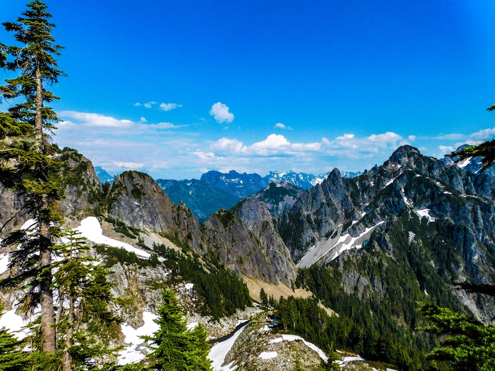 a view of a mountain range from a high point of view