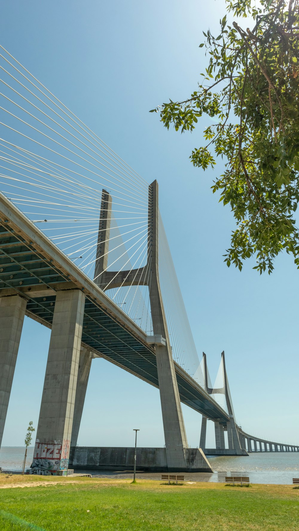 a large bridge spanning over a body of water