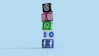 a stack of colorful blocks with social icons on them