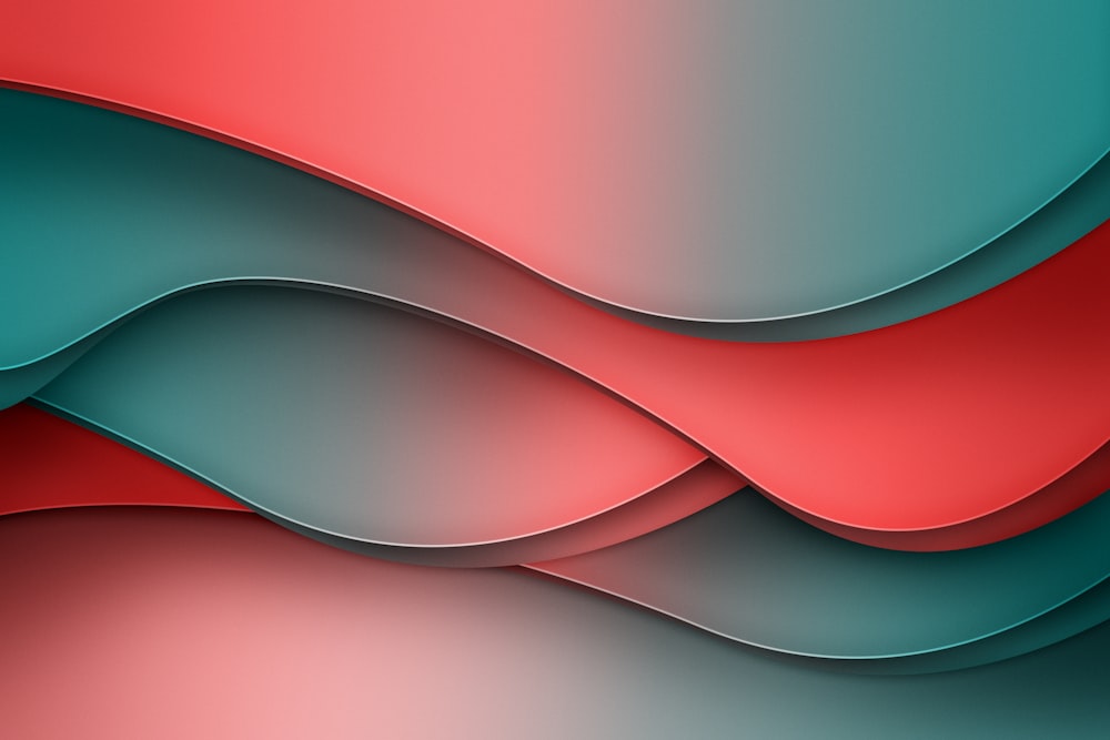 a red and blue background with wavy lines