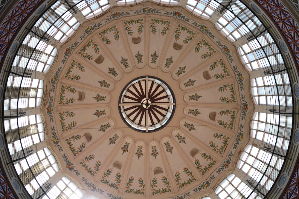 a domed ceiling with many windows in it
