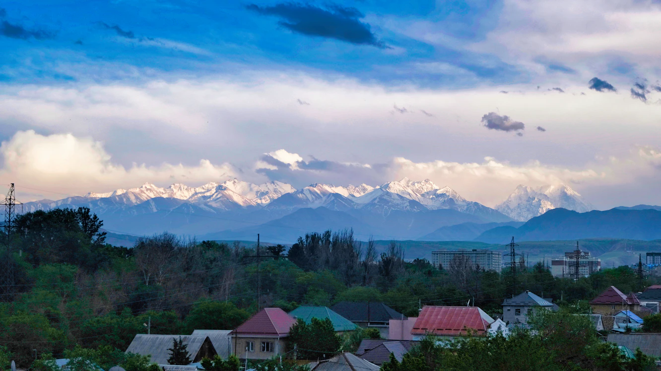 Bishkek City Architecture and Mountains