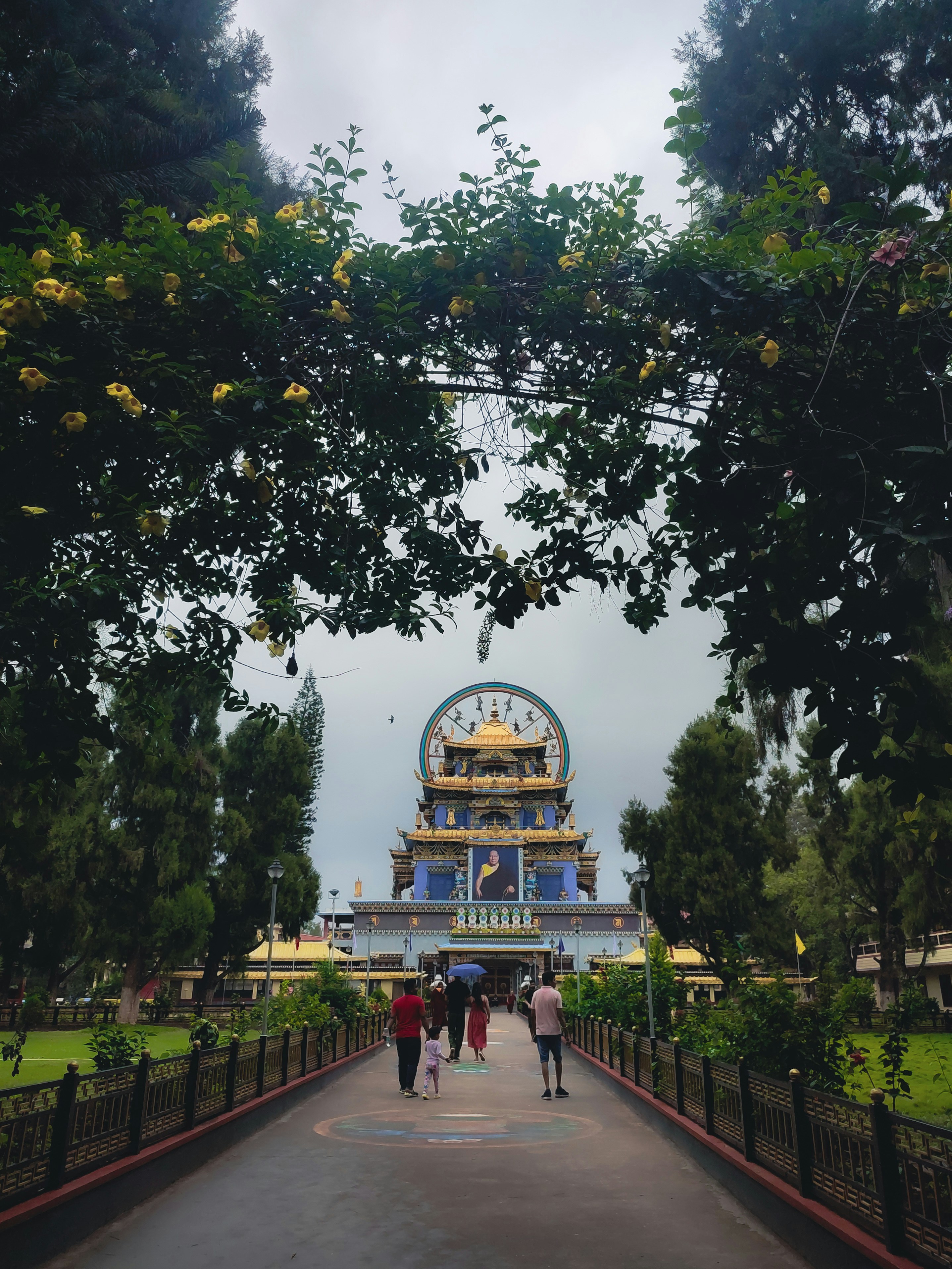 Golden Temple in Bylakuppe Tibetan settlement with golden architecture