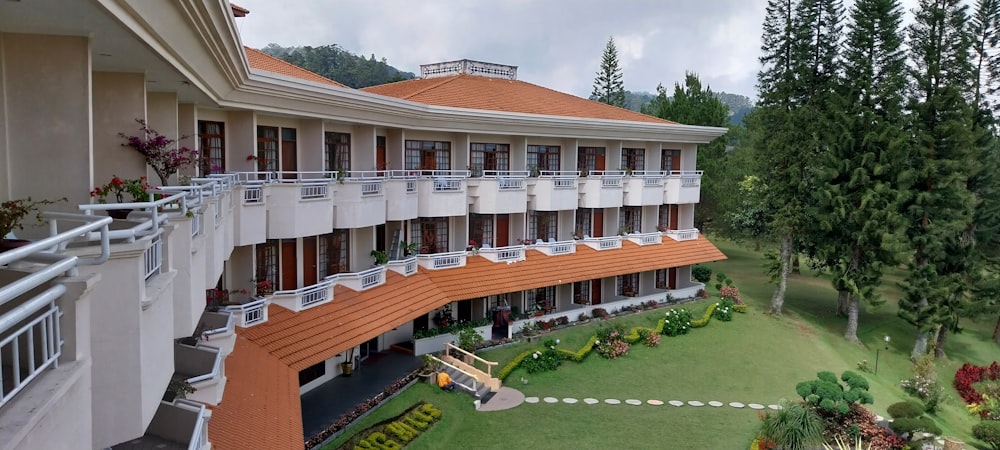 a large building with a balcony and balconies