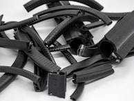 Colorful assortment of rubber and plastic items used in manufacturing.