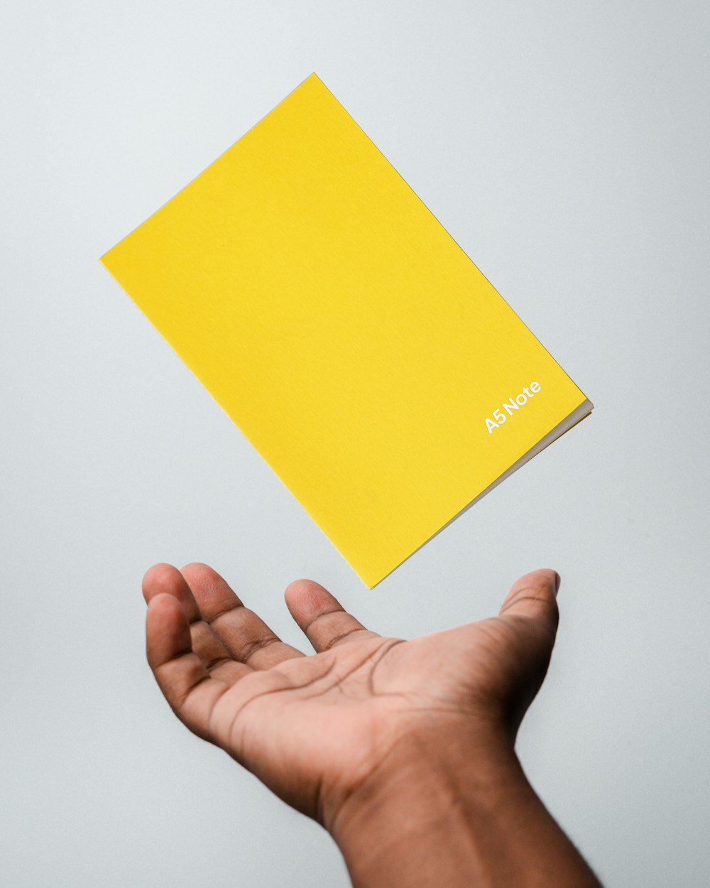 Hand holding up a small yellow booklet
