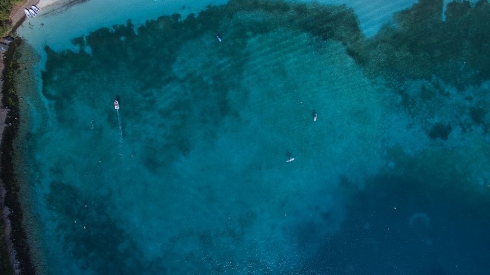 an aerial view of a body of water