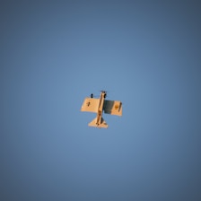 an airplane is flying in the blue sky