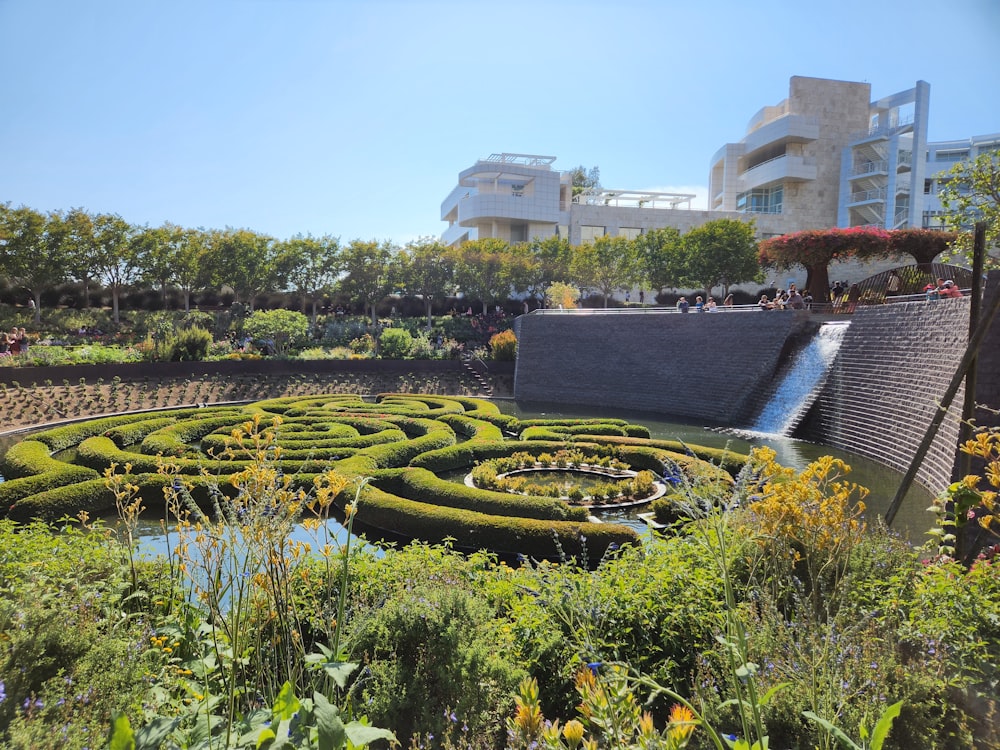 a maze in the middle of a garden