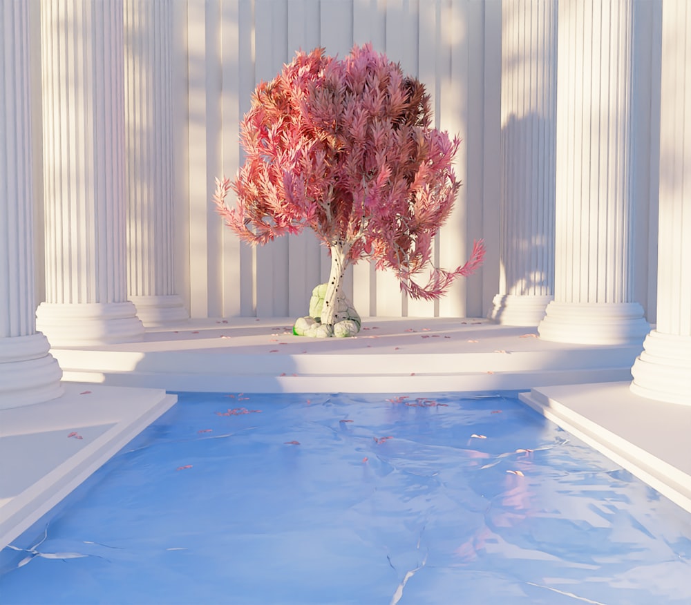 a tree in the middle of a pool of water