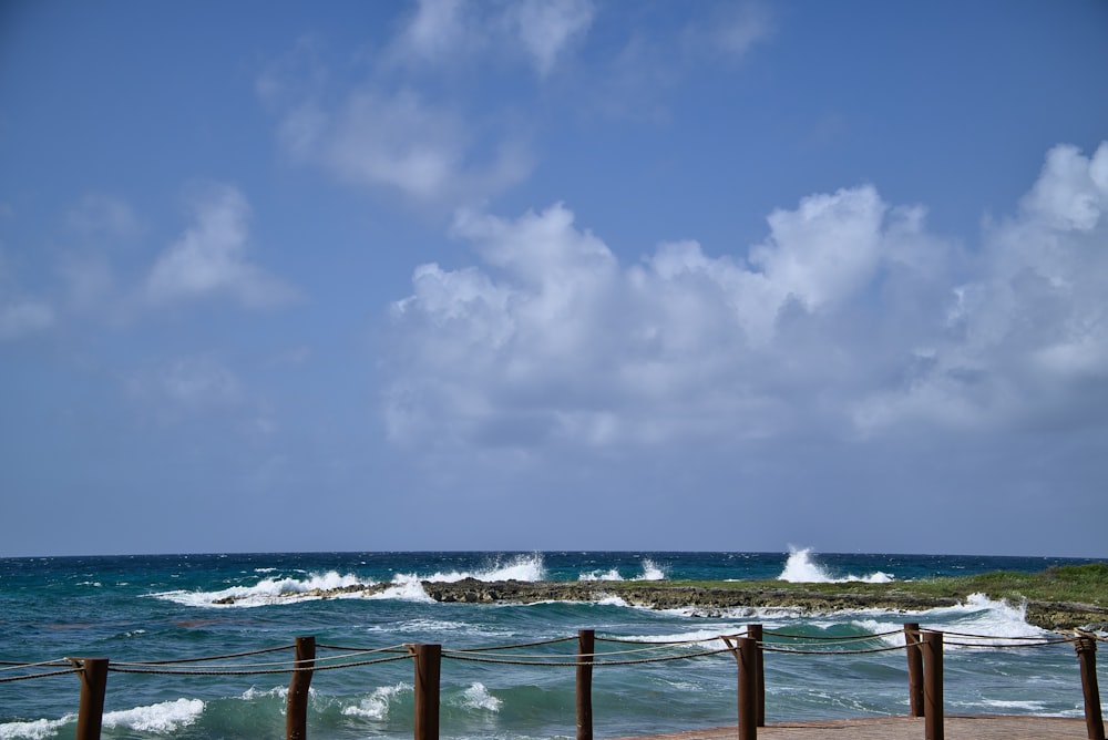 a view of a body of water from a beach