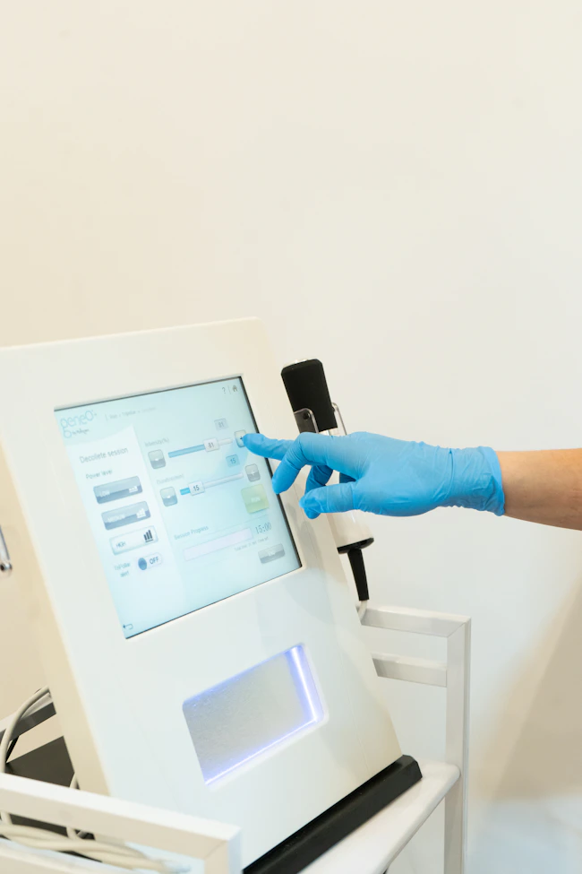 Equipo especializado utilizado durante un tratamiento estético