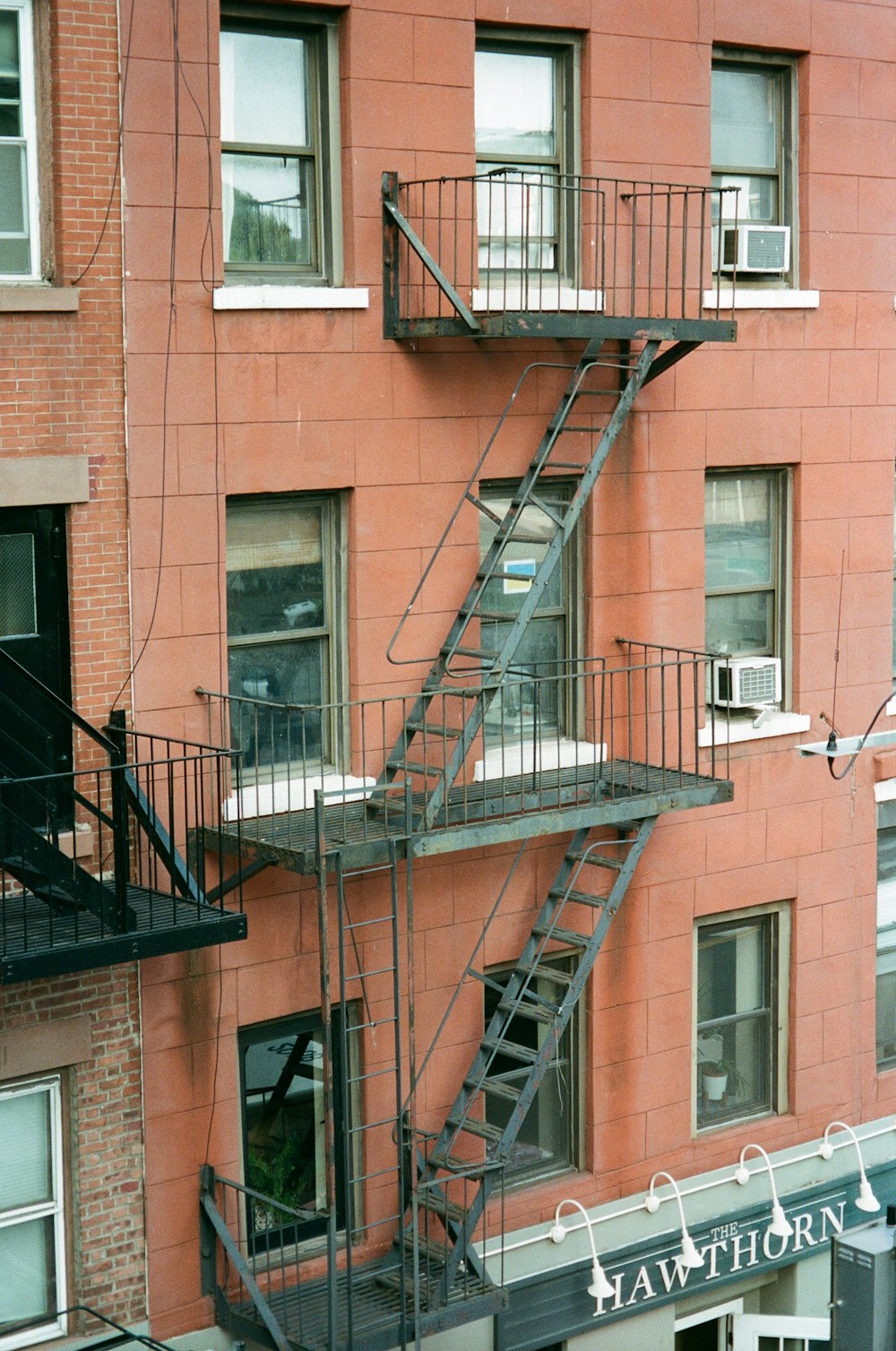 a fire escape on the side of a building