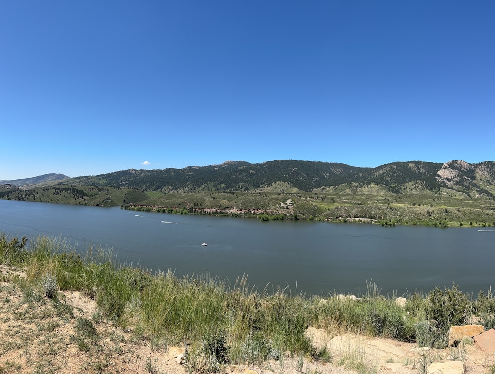 a large body of water surrounded by mountains